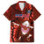 Samoa Rugby Family Matching Off Shoulder Long Sleeve Dress and Hawaiian Shirt Manu Samoa Ula Fala Dabbing Ball Polynesian Red Version LT14 - Polynesian Pride