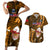 Samoa Rugby Couples Matching Short Sleeve Bodycon Dress and Hawaiian Shirt Manu Samoa Ula Fala Dabbing Ball Polynesian Gold Version LT14 Gold - Polynesian Pride