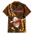 Samoa Rugby Family Matching Off Shoulder Long Sleeve Dress and Hawaiian Shirt Manu Samoa Ula Fala Dabbing Ball Polynesian Gold Version LT14 - Polynesian Pride