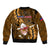 Samoa Rugby Sleeve Zip Bomber Jacket Manu Samoa Ula Fala Dabbing Ball Polynesian Gold Version LT14 - Polynesian Pride