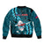 Samoa Rugby Bomber Jacket Manu Samoa Ula Fala Dabbing Ball Polynesian Turquoise Version LT14 - Polynesian Pride