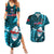 Samoa Rugby Couples Matching Summer Maxi Dress and Hawaiian Shirt Manu Samoa Ula Fala Dabbing Ball Polynesian Turquoise Version LT14 Turquoise - Polynesian Pride