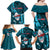 Samoa Rugby Family Matching Off Shoulder Long Sleeve Dress and Hawaiian Shirt Manu Samoa Ula Fala Dabbing Ball Polynesian Turquoise Version LT14 - Polynesian Pride