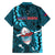 Samoa Rugby Family Matching Off Shoulder Long Sleeve Dress and Hawaiian Shirt Manu Samoa Ula Fala Dabbing Ball Polynesian Turquoise Version LT14 - Polynesian Pride