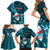 Samoa Rugby Family Matching Short Sleeve Bodycon Dress and Hawaiian Shirt Manu Samoa Ula Fala Dabbing Ball Polynesian Turquoise Version LT14 - Polynesian Pride