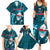 Samoa Rugby Family Matching Summer Maxi Dress and Hawaiian Shirt Manu Samoa Ula Fala Dabbing Ball Polynesian Turquoise Version LT14 Turquoise - Polynesian Pride