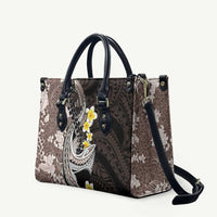 Brown and Black Hawaii Shark Tattoo Leather Bag Puakenikeni Lei Plumeria Polynesian Pattern LT14 Black - Polynesian Pride