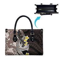Brown and Black Hawaii Shark Tattoo Leather Bag Puakenikeni Lei Plumeria Polynesian Pattern LT14 - Polynesian Pride
