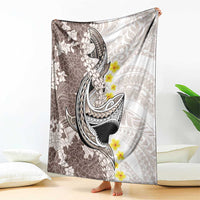 Brown and White Hawaii Shark Tattoo Blanket Puakenikeni Lei Plumeria Polynesian Pattern LT14 - Polynesian Pride