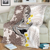 Brown and White Hawaii Shark Tattoo Blanket Puakenikeni Lei Plumeria Polynesian Pattern LT14 - Polynesian Pride