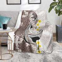Brown and White Hawaii Shark Tattoo Blanket Puakenikeni Lei Plumeria Polynesian Pattern LT14 - Polynesian Pride