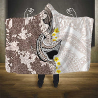 Brown and White Hawaii Shark Tattoo Hooded Blanket Puakenikeni Lei Plumeria Polynesian Pattern LT14 - Polynesian Pride