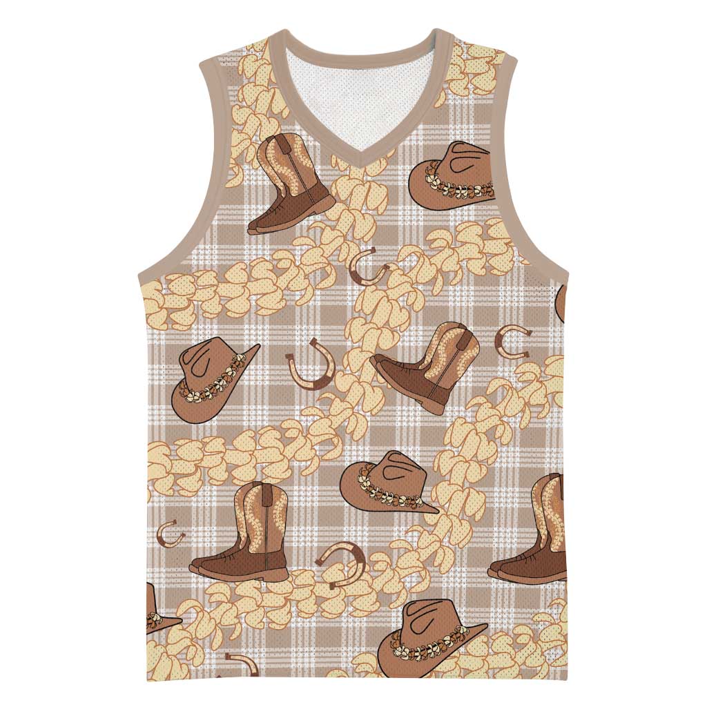Khaki Palaka Hawaii Cowboy Basketball Jersey Puakenikeni Lei Paniolo Papale Seamless Vibes LT14 Unisex Khaki - Polynesian Pride