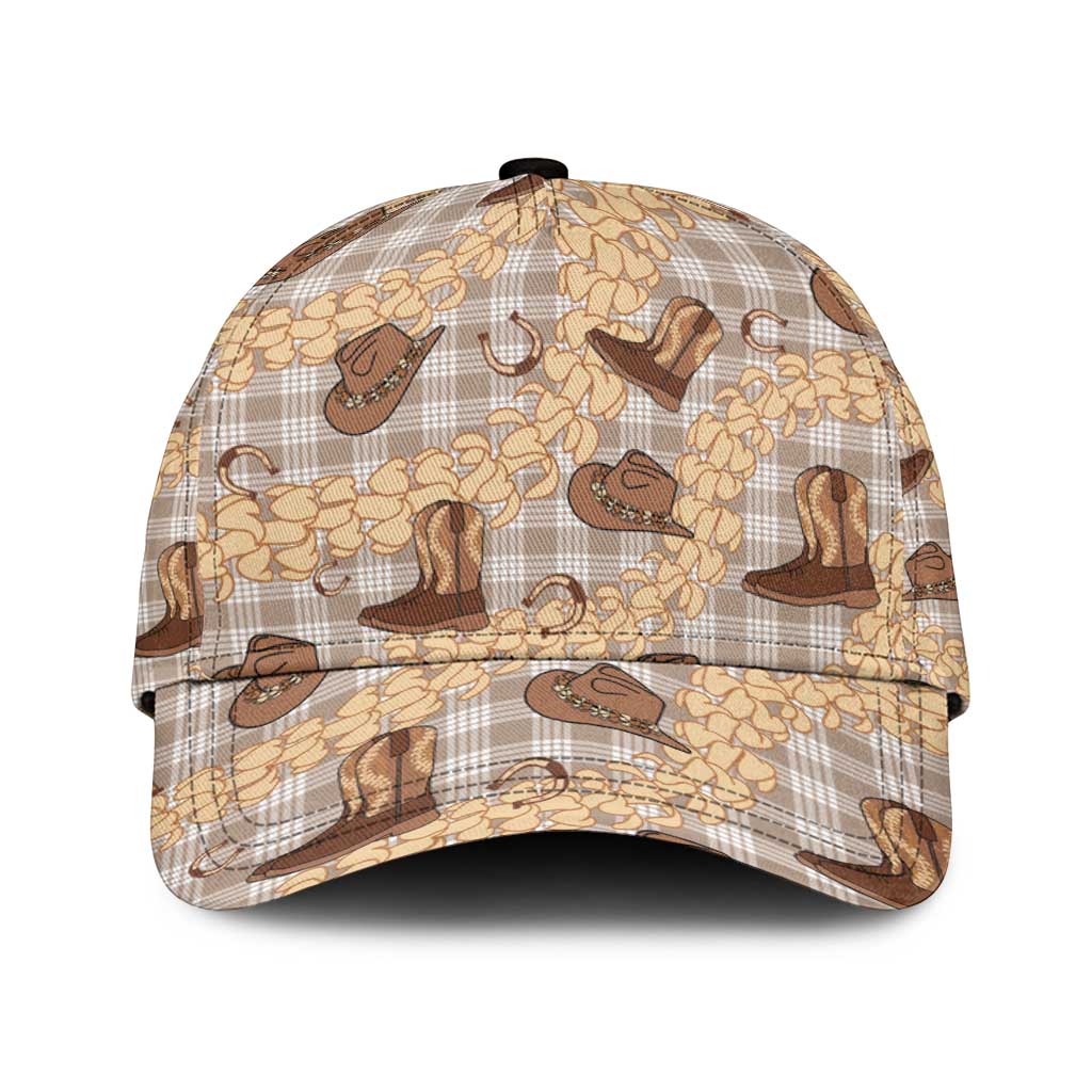 Khaki Palaka Hawaii Cowboy Classic Cap Puakenikeni Lei Paniolo Papale Seamless Vibes LT14 Universal Fit Khaki - Polynesian Pride