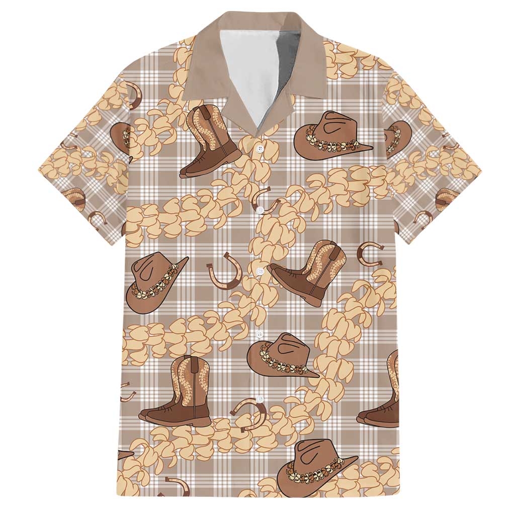 Khaki Palaka Hawaii Cowboy Hawaiian Shirt Puakenikeni Lei Paniolo Papale Seamless Vibes LT14 Khaki - Polynesian Pride