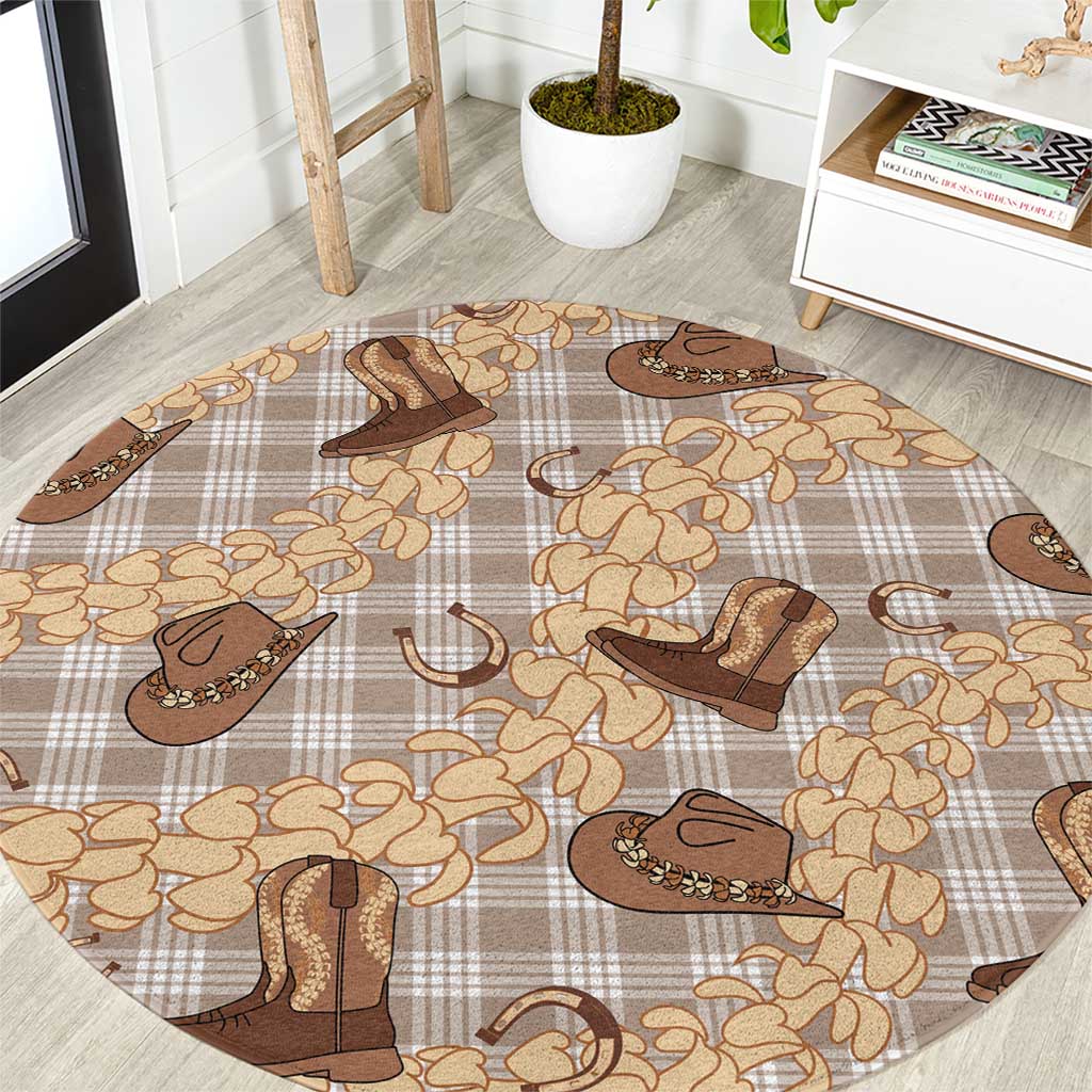 Khaki Palaka Hawaii Cowboy Round Carpet Puakenikeni Lei Paniolo Papale Seamless Vibes LT14 Khaki - Polynesian Pride
