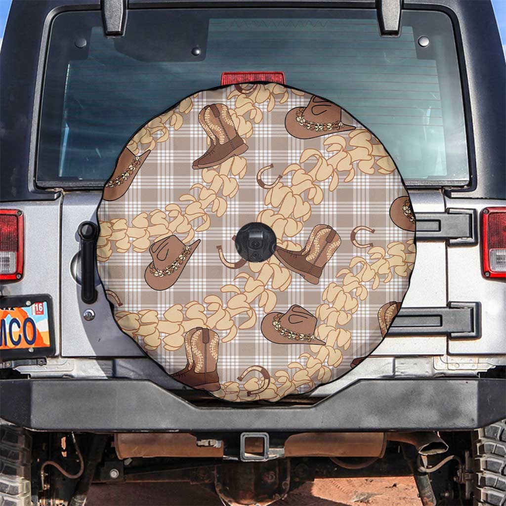 Khaki Palaka Hawaii Cowboy Spare Tire Cover Puakenikeni Lei Paniolo Papale Seamless Vibes LT14 Khaki - Polynesian Pride