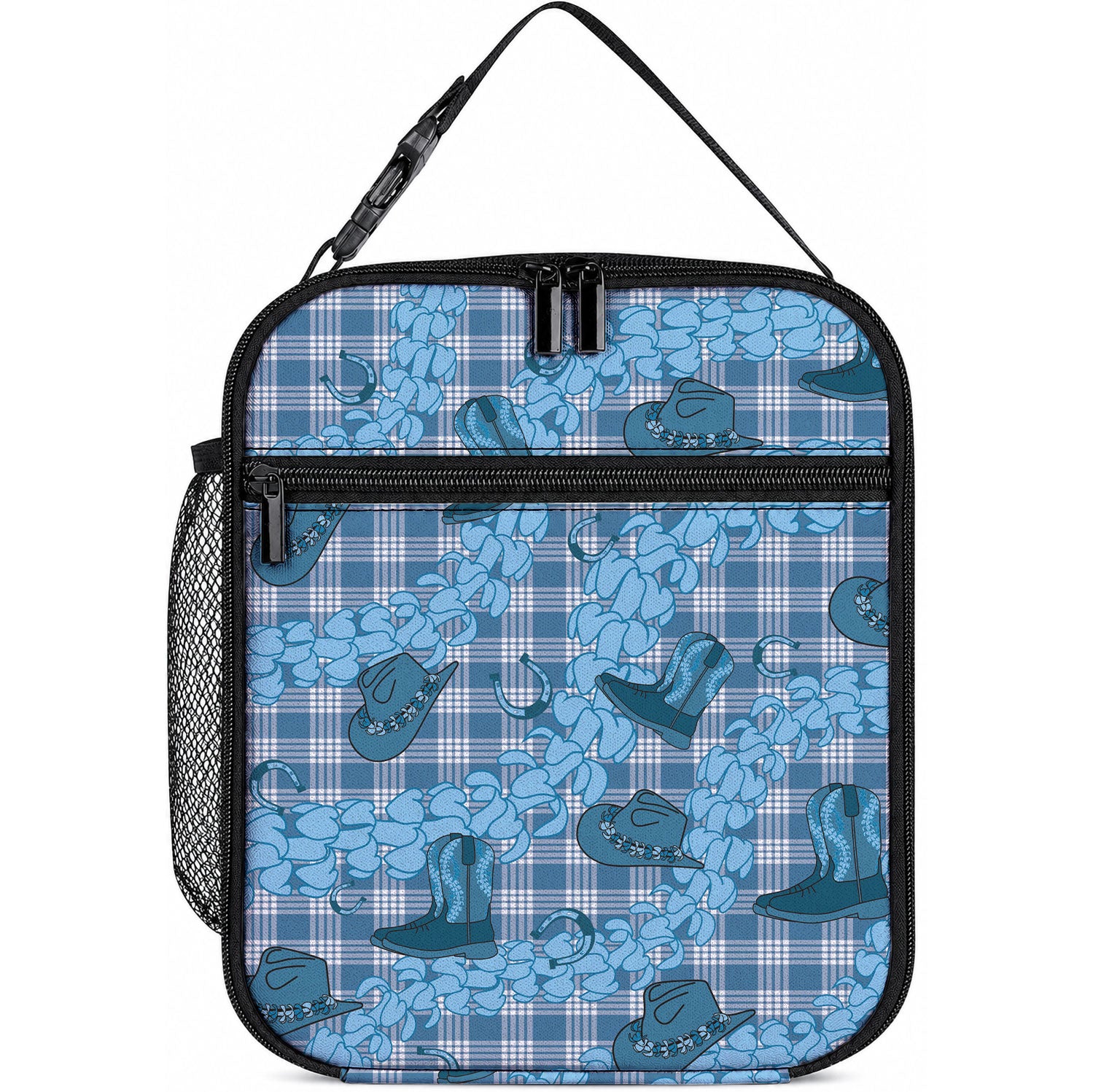 Cyan Palaka Hawaii Cowboy Lunch Bag Puakenikeni Lei Paniolo Papale Seamless Vibes