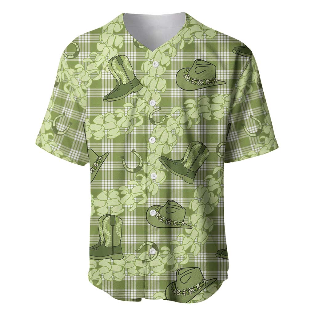 Lime Palaka Hawaii Cowboy Baseball Jersey Puakenikeni Lei Paniolo Papale Seamless Vibes LT14 Lime - Polynesian Pride