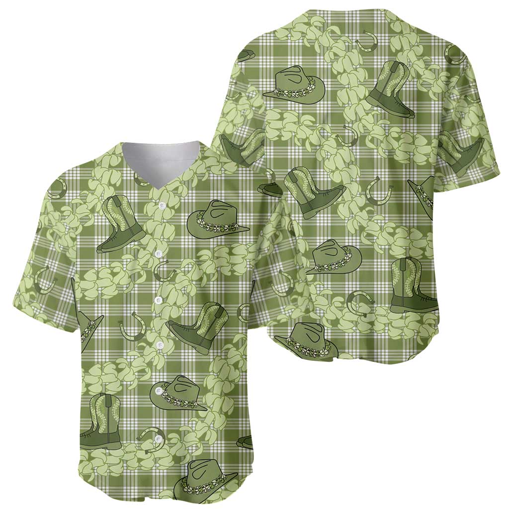 Lime Palaka Hawaii Cowboy Baseball Jersey Puakenikeni Lei Paniolo Papale Seamless Vibes LT14 - Polynesian Pride