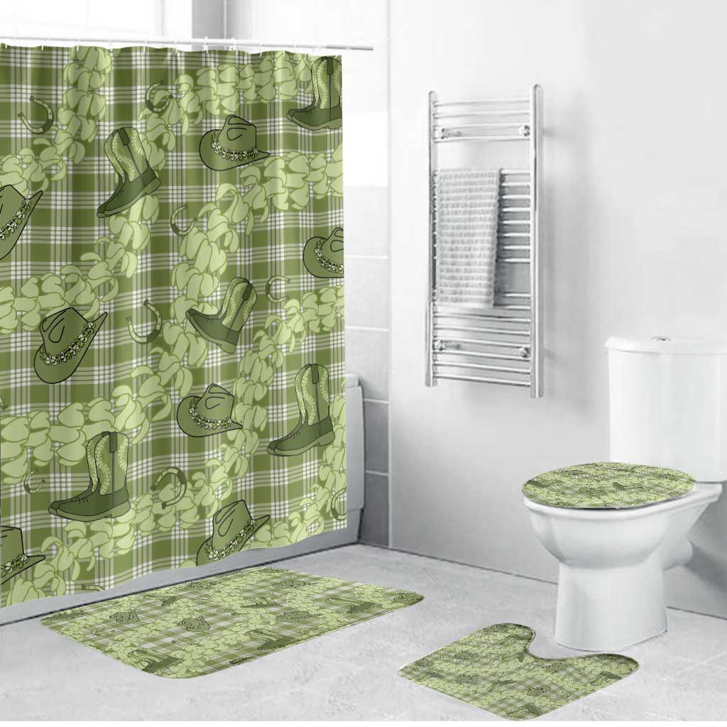 Lime Palaka Hawaii Cowboy Bathroom Set Puakenikeni Lei Paniolo Papale Seamless Vibes LT14 Bathroom Set (4 pcs) Lime - Polynesian Pride