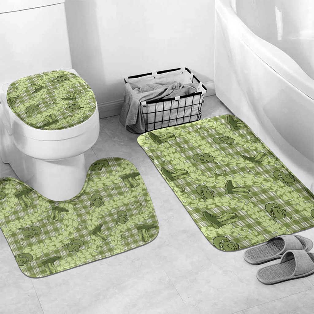 Lime Palaka Hawaii Cowboy Bathroom Set Puakenikeni Lei Paniolo Papale Seamless Vibes LT14 Mat Set Only (3 pcs) One Size Lime - Polynesian Pride