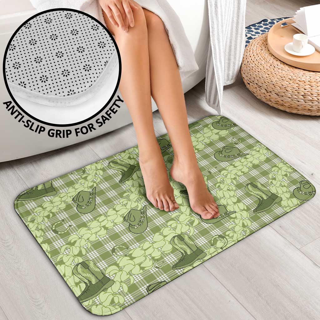 Lime Palaka Hawaii Cowboy Bathroom Set Puakenikeni Lei Paniolo Papale Seamless Vibes LT14 - Polynesian Pride
