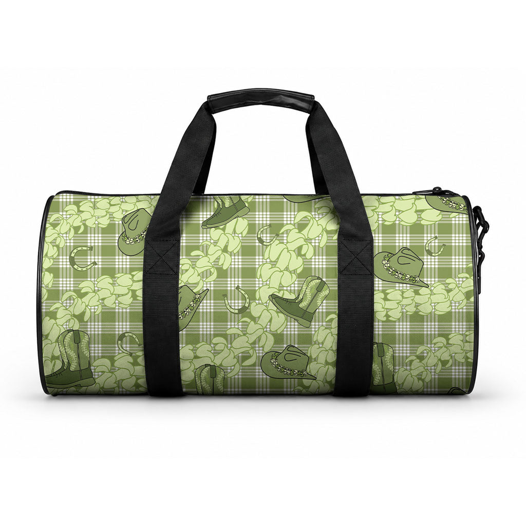 Lime Palaka Hawaii Cowboy Duffle Bag Puakenikeni Lei Paniolo Papale Seamless Vibes