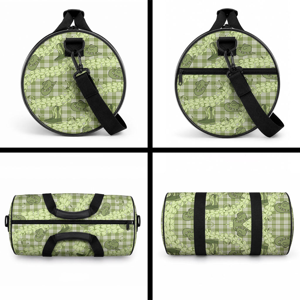 Lime Palaka Hawaii Cowboy Duffle Bag Puakenikeni Lei Paniolo Papale Seamless Vibes LT14 - Polynesian Pride