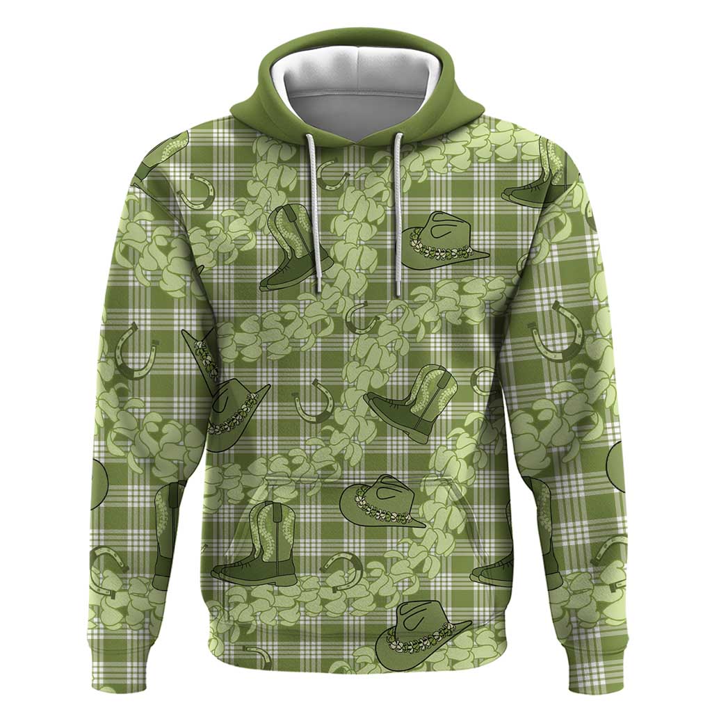 Lime Palaka Hawaii Cowboy Hoodie Puakenikeni Lei Paniolo Papale Seamless Vibes LT14 Pullover Hoodie Lime - Polynesian Pride