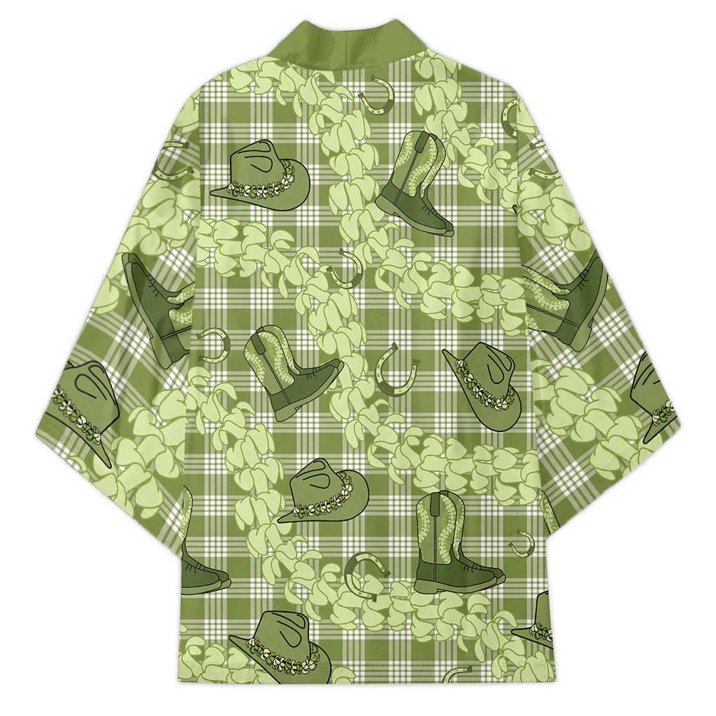 Lime Palaka Hawaii Cowboy Kimono Puakenikeni Lei Paniolo Papale Seamless Vibes LT14 - Polynesian Pride