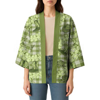 Lime Palaka Hawaii Cowboy Kimono Puakenikeni Lei Paniolo Papale Seamless Vibes LT14 - Polynesian Pride