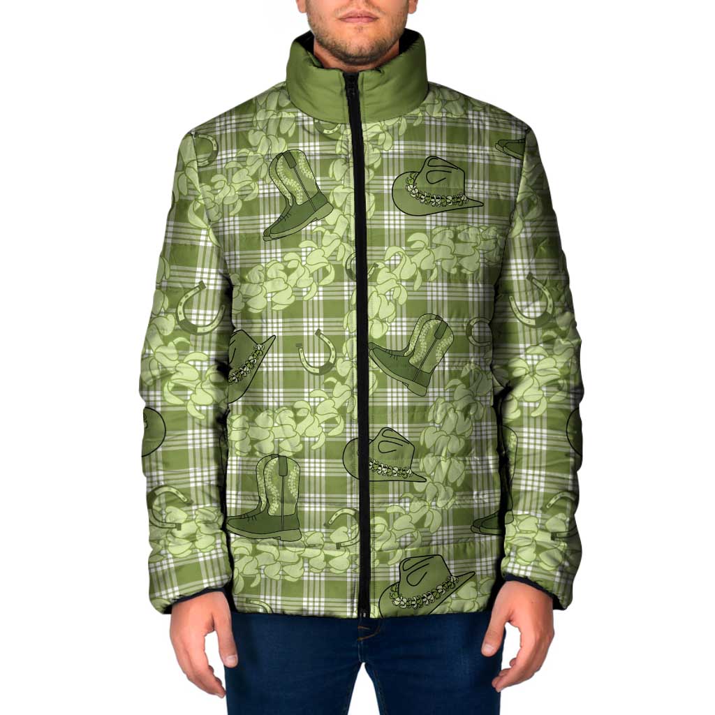 Lime Palaka Hawaii Cowboy Padded Jacket Puakenikeni Lei Paniolo Papale Seamless Vibes LT14 Men Lime - Polynesian Pride