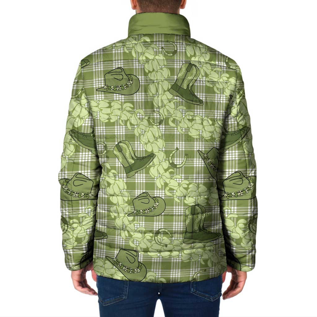 Lime Palaka Hawaii Cowboy Padded Jacket Puakenikeni Lei Paniolo Papale Seamless Vibes LT14 - Polynesian Pride