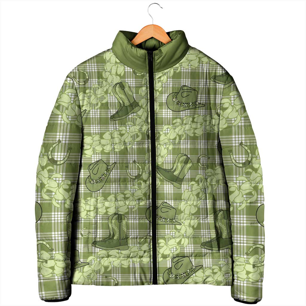 Lime Palaka Hawaii Cowboy Padded Jacket Puakenikeni Lei Paniolo Papale Seamless Vibes LT14 - Polynesian Pride
