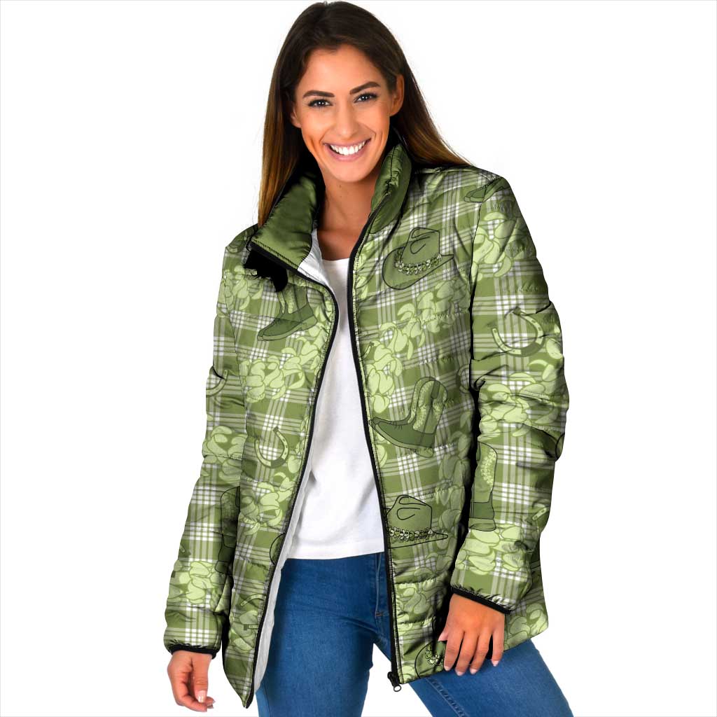 Lime Palaka Hawaii Cowboy Padded Jacket Puakenikeni Lei Paniolo Papale Seamless Vibes LT14 Women Lime - Polynesian Pride
