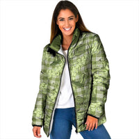 Lime Palaka Hawaii Cowboy Padded Jacket Puakenikeni Lei Paniolo Papale Seamless Vibes LT14 Women Lime - Polynesian Pride