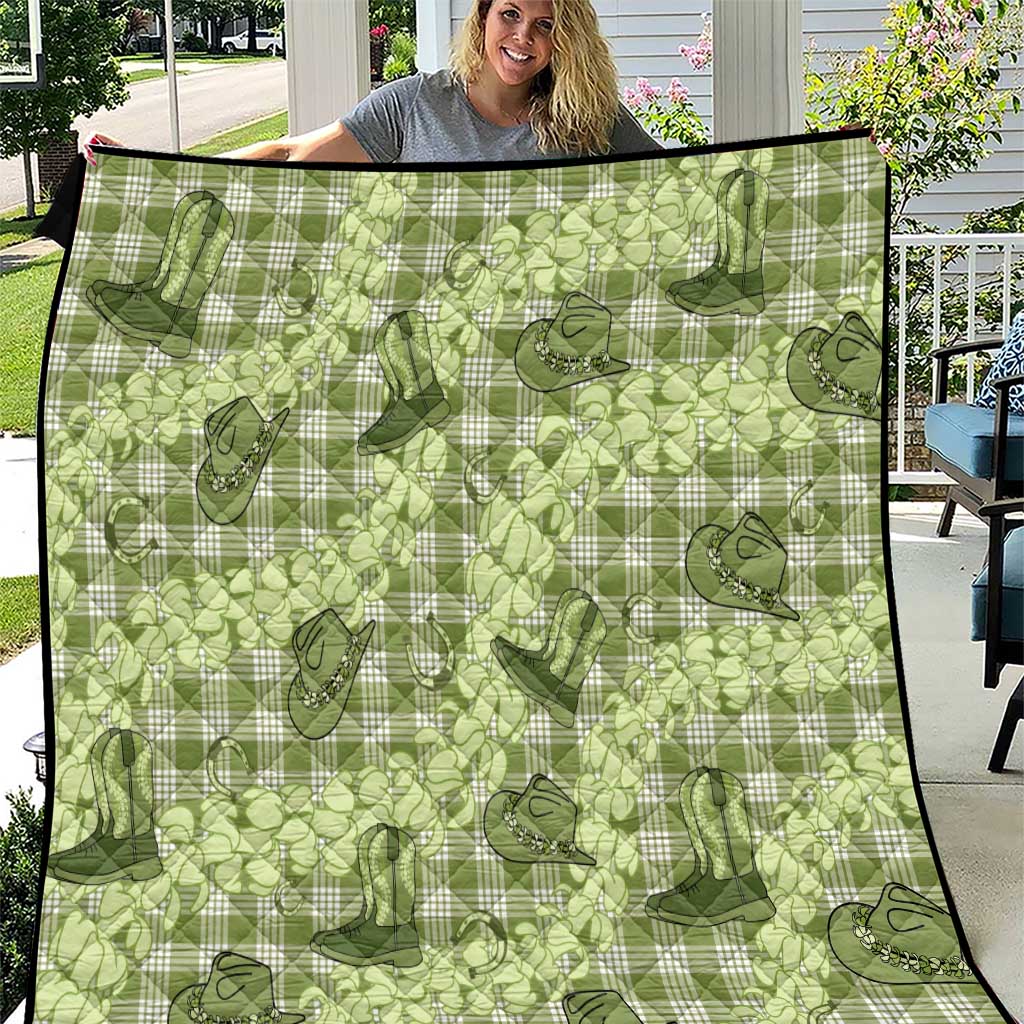 Lime Palaka Hawaii Cowboy Quilt Puakenikeni Lei Paniolo Papale Seamless Vibes LT14 Lime - Polynesian Pride