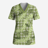 Lime Palaka Hawaii Cowboy Scrub Top Puakenikeni Lei Paniolo Papale Seamless Vibes LT14 Adult Lime - Polynesian Pride