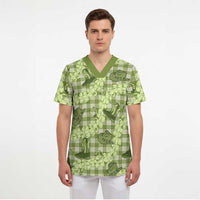 Lime Palaka Hawaii Cowboy Scrub Top Puakenikeni Lei Paniolo Papale Seamless Vibes LT14 - Polynesian Pride