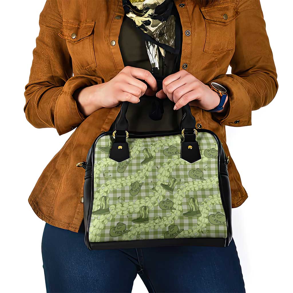 Lime Palaka Hawaii Cowboy Shoulder Handbag Puakenikeni Lei Paniolo Papale Seamless Vibes LT14 - Polynesian Pride