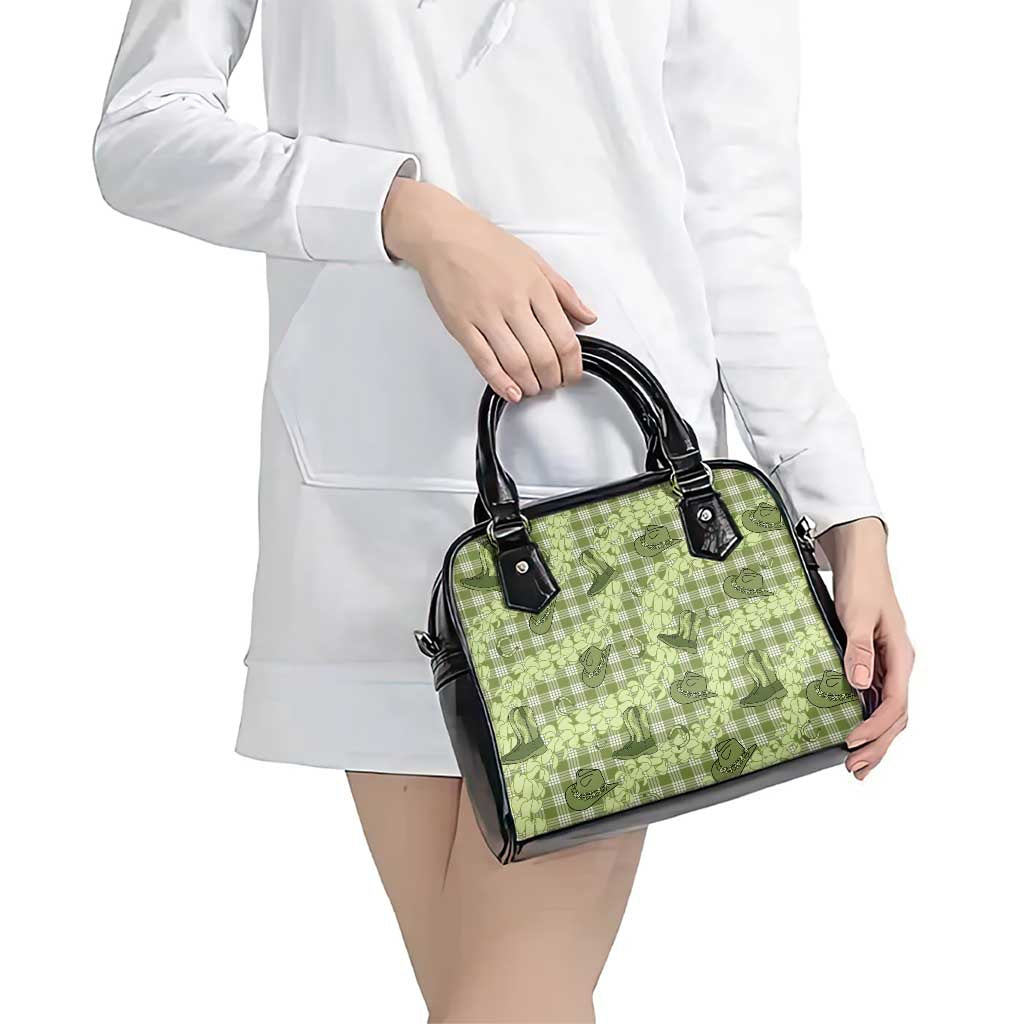Lime Palaka Hawaii Cowboy Shoulder Handbag Puakenikeni Lei Paniolo Papale Seamless Vibes LT14 - Polynesian Pride