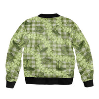 Lime Palaka Hawaii Cowboy Sleeve Zip Bomber Jacket Puakenikeni Lei Paniolo Papale Seamless Vibes LT14 - Polynesian Pride