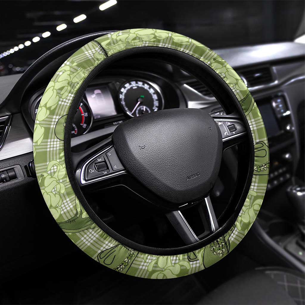 Lime Palaka Hawaii Cowboy Steering Wheel Cover Puakenikeni Lei Paniolo Papale Seamless Vibes LT14 Universal Fit Lime - Polynesian Pride