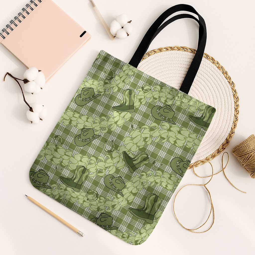 Lime Palaka Hawaii Cowboy Tote Bag Puakenikeni Lei Paniolo Papale Seamless Vibes LT14 Black Strap One Size Lime - Polynesian Pride
