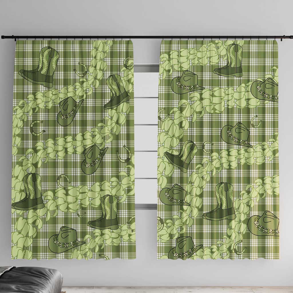 Lime Palaka Hawaii Cowboy Window Curtain Puakenikeni Lei Paniolo Papale Seamless Vibes LT14 With Hooks Lime - Polynesian Pride