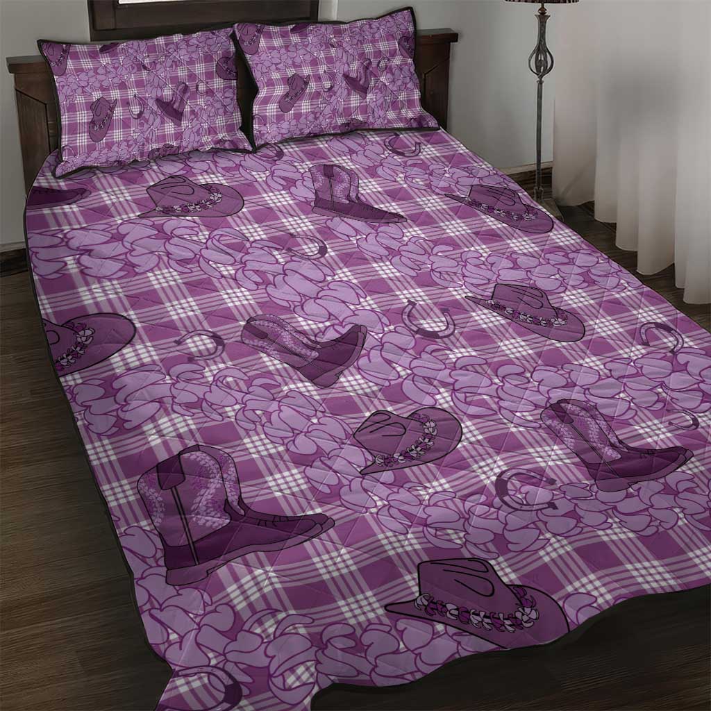 Purple Palaka Hawaii Cowboy Quilt Bed Set Puakenikeni Lei Paniolo Papale Seamless Vibes LT14 Purple - Polynesian Pride
