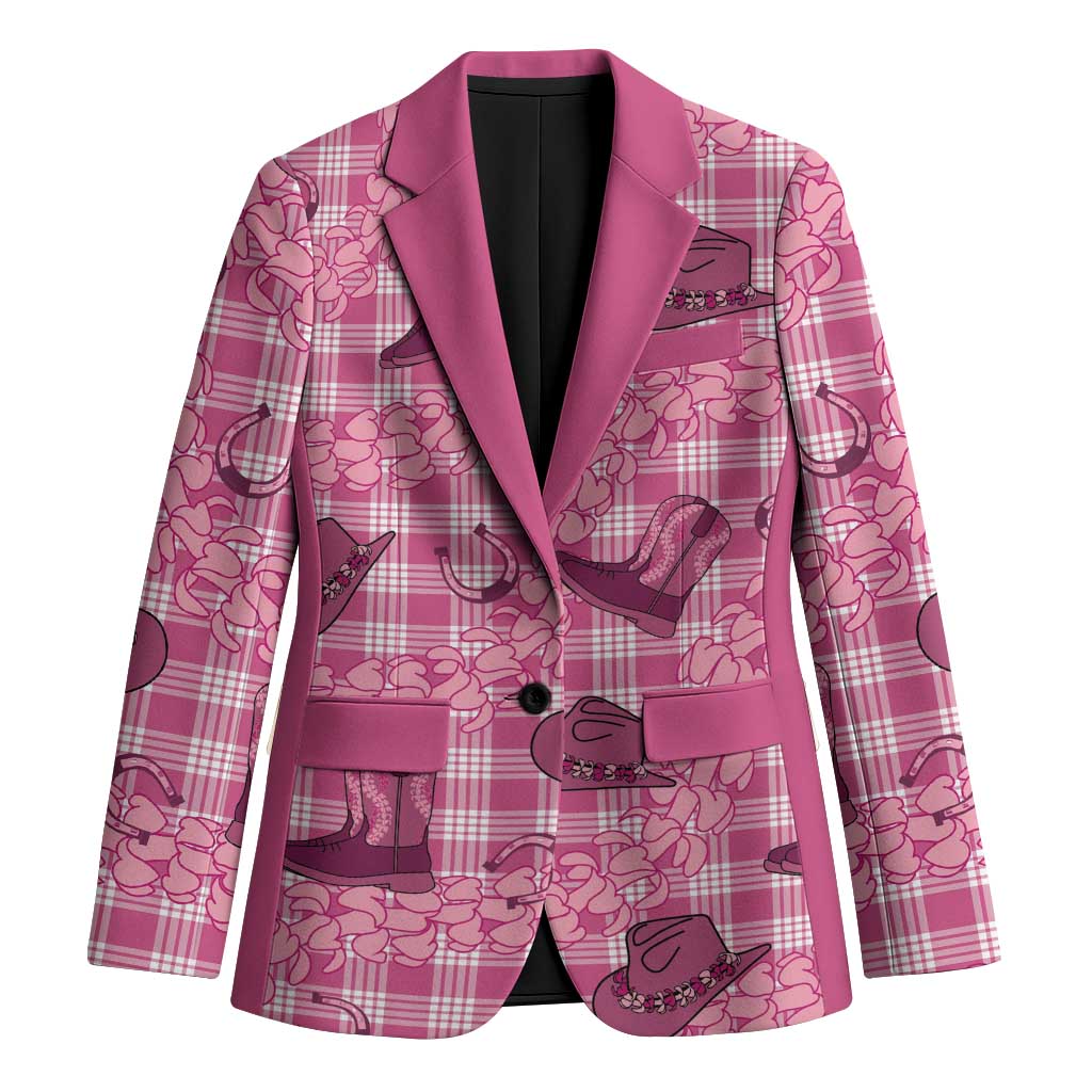 Pink Palaka Hawaii Cowboy Blazer Puakenikeni Lei Paniolo Papale Seamless Vibes LT14 Unisex Pink - Polynesian Pride