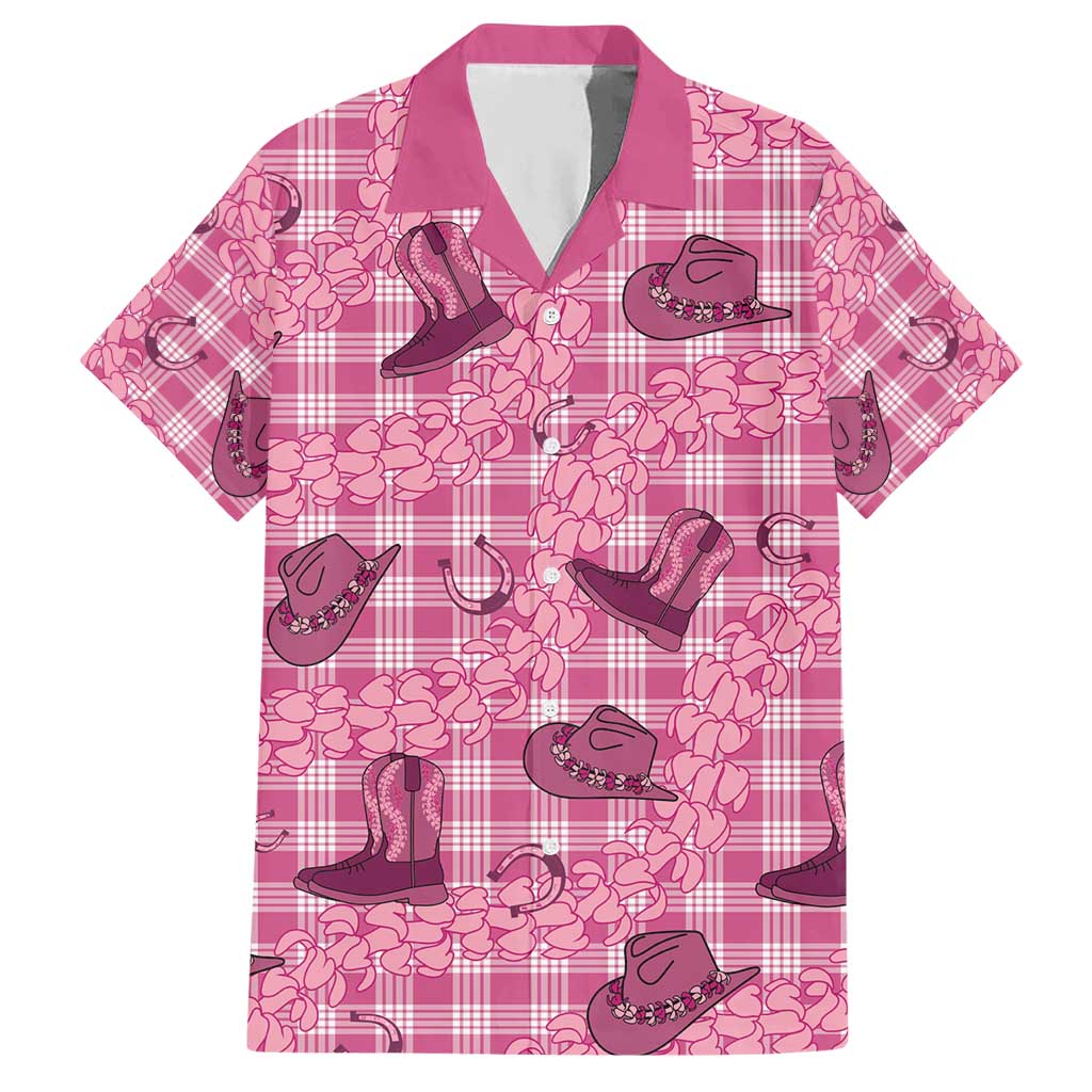 Pink Palaka Hawaii Cowboy Hawaiian Shirt Puakenikeni Lei Paniolo Papale Seamless Vibes LT14 Pink - Polynesian Pride