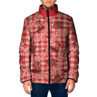 Red Palaka Hawaii Cowboy Padded Jacket Puakenikeni Lei Paniolo Papale Seamless Vibes LT14 Men Red - Polynesian Pride
